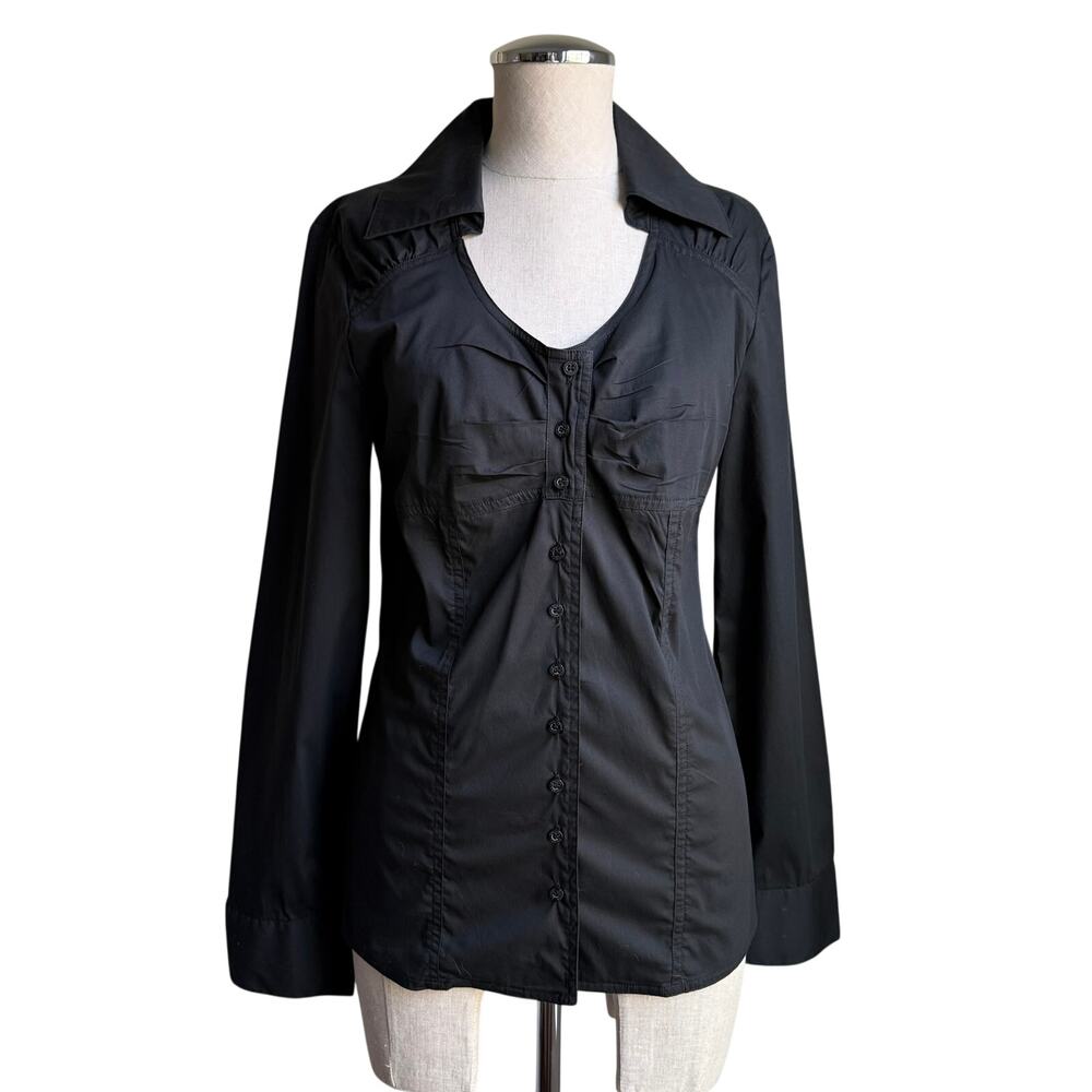 Gold Pfeil Germany Black Fitted Button Down Shirt Corset Style Sz 2